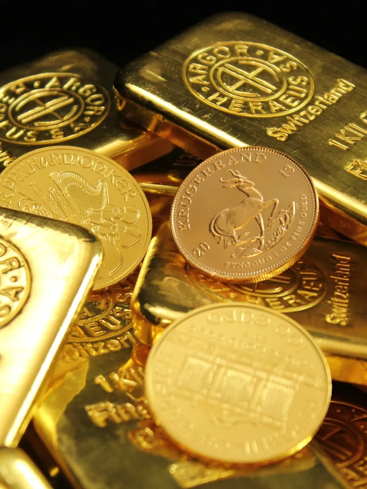 Goldmünzen und Goldbarren – Krügerrand, Wiener Philharmoniker und Goldbarren